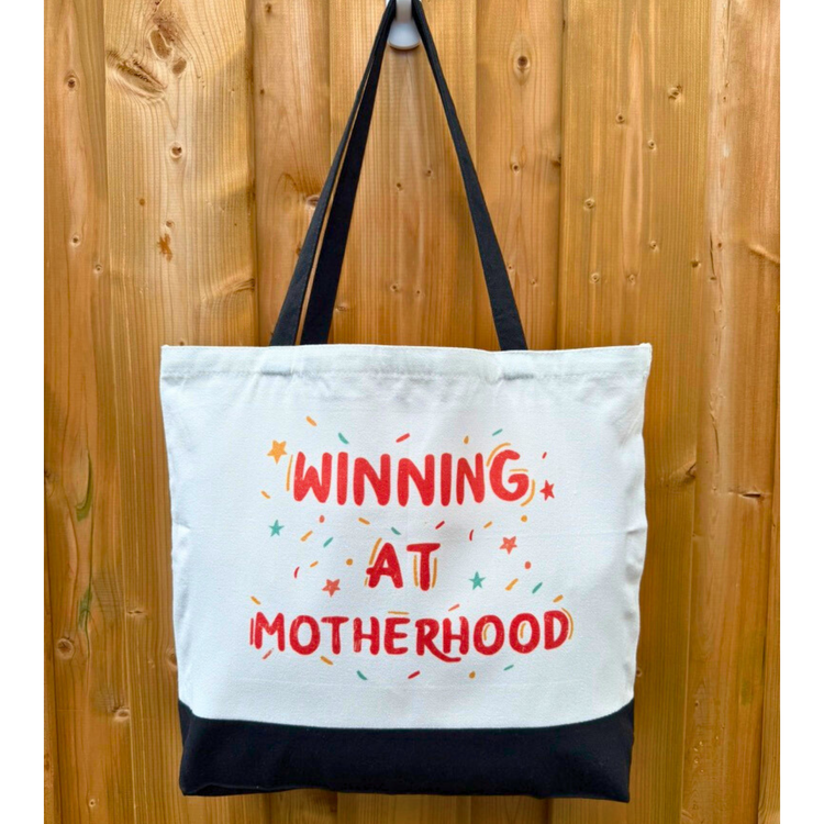 Winning at Motherhood - Spacious, Soft, Everyday Tote in Black & White