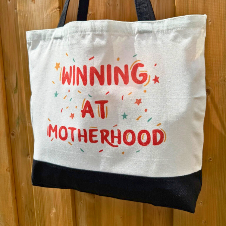 Winning at Motherhood - Spacious, Soft, Everyday Tote in Black & White