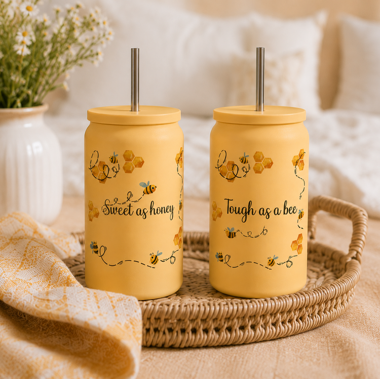 Sweet as honey π― Tough as a Bee π - 16 oz Colored Stainless Steel Tumbler