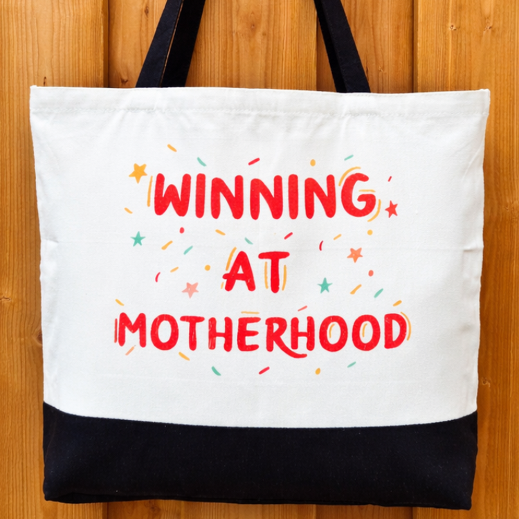 Winning at Motherhood - Spacious, Soft, Everyday Tote in Black & White