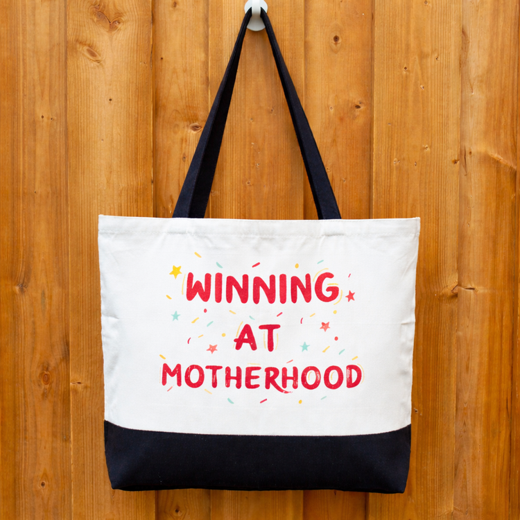 Winning at Motherhood - Spacious, Soft, Everyday Tote in Black & White