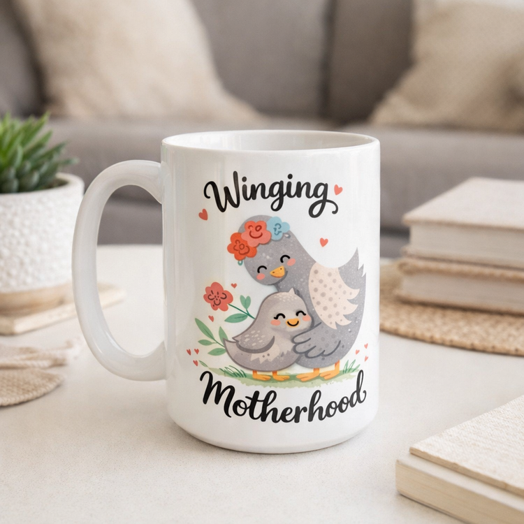 🪿 Winging Motherhood – 15 oz Ceramic Mug