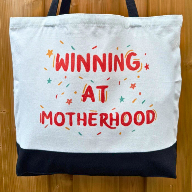 Winning at Motherhood - Spacious, Soft, Everyday Tote in Black & White