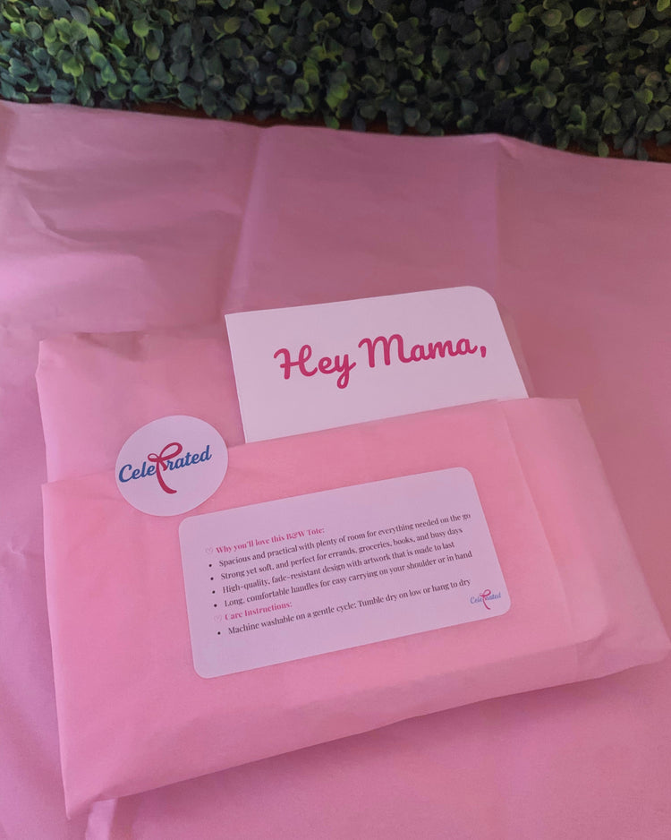 Hello, Beautiful Mama - Spacious, Soft, Everyday Tote in Black & White (Pink)