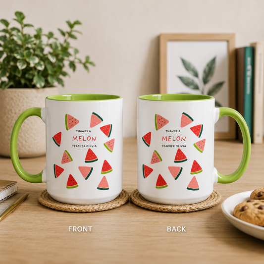 Thanks a Melon – 15 oz Ceramic Mug (Customizable Name & Title)