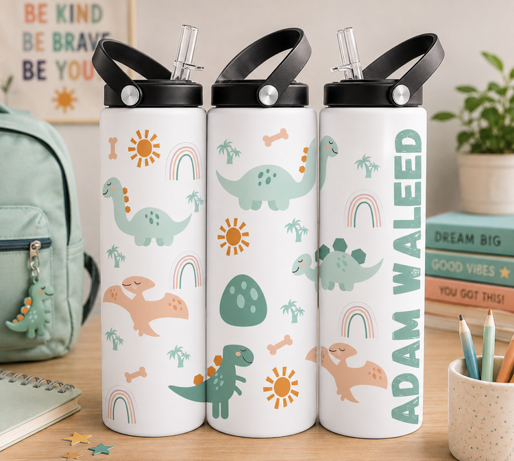 Personalized Kids 20 oz Water Bottle | Stainless Steel | Custom Name | Fun Designs for Kids