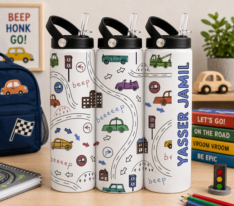 Personalized Kids 20 oz Water Bottle | Stainless Steel | Custom Name | Fun Designs for Kids