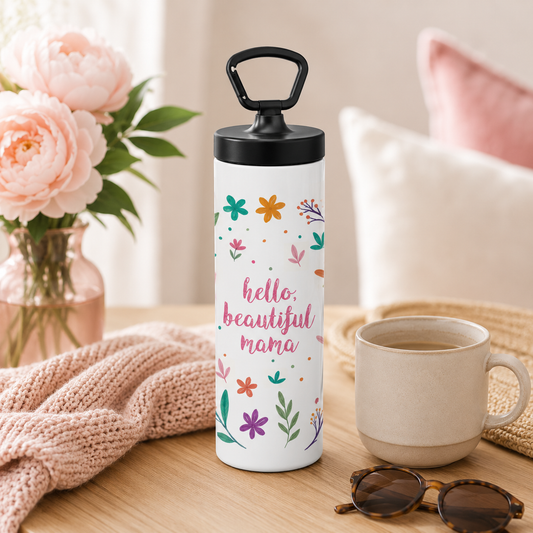 Hello Beautiful Mama - 20 oz Stainless Steel Water Bottle (3 Colors)
