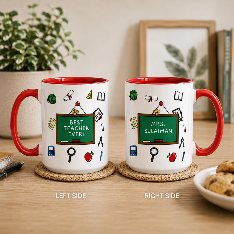 Chalk Board – 15 oz Ceramic Mug (Customizable Name & Title)