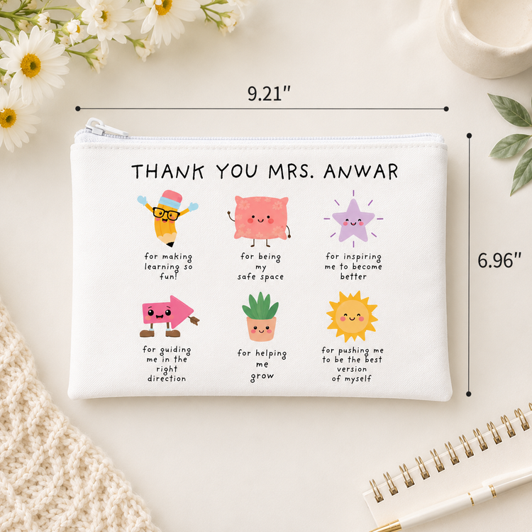 Thank You For Helping Me Grow - Essentials Pouch (Customizable Name & Title)