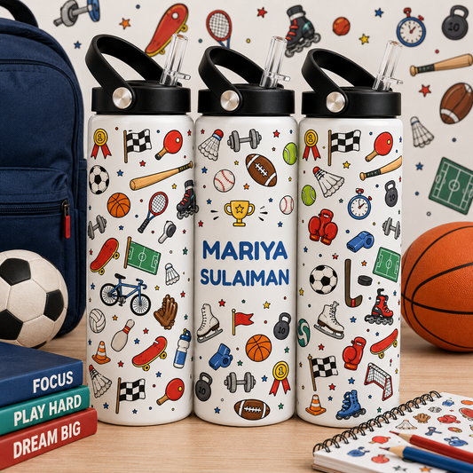 Personalized Kids 20 oz Water Bottle | Stainless Steel | Custom Name | Fun Designs for Kids