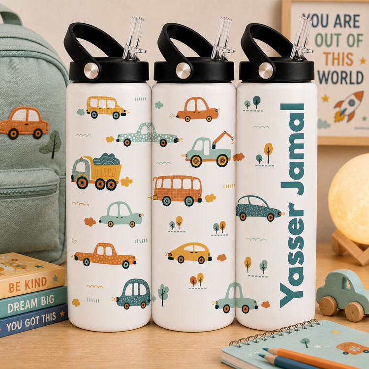Personalized Kids 20 oz Water Bottle | Stainless Steel | Custom Name | Fun Designs for Kids
