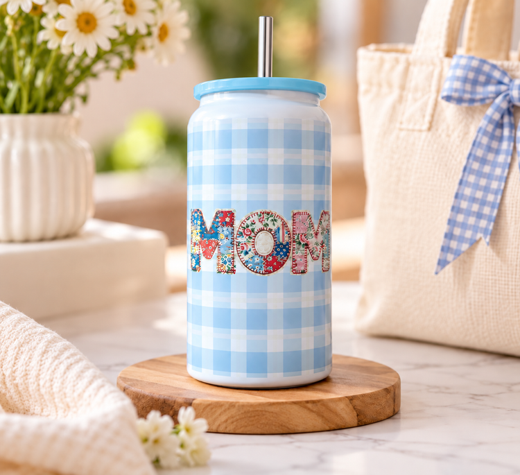 MOM 💙🧵- 16 oz Colored Stainless Steel Tumbler