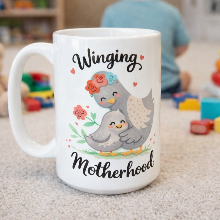 🪿 Winging Motherhood – 15 oz Ceramic Mug