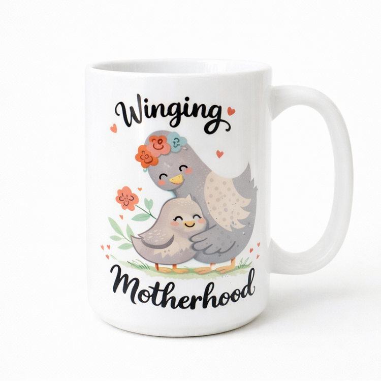 🪿 Winging Motherhood – 15 oz Ceramic Mug